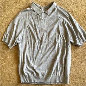 COS Gray Short Sleeve Polo Top with Zipper back - size S